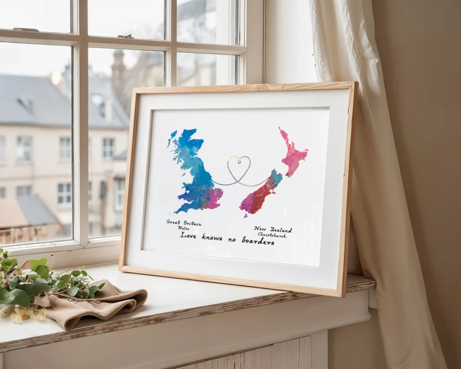 Personalised 2 Countries Print - FREE SHIPPING