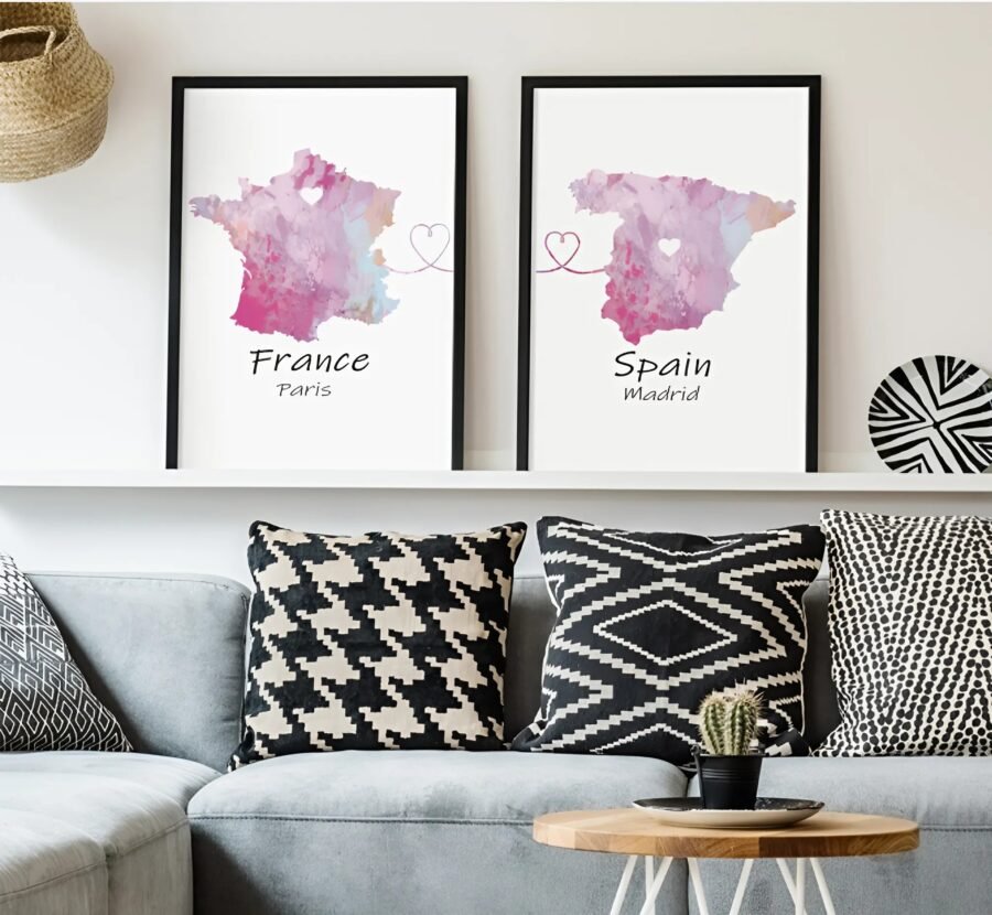 Personalised two location Framed Prints - FREE SHIPPING – Image 2