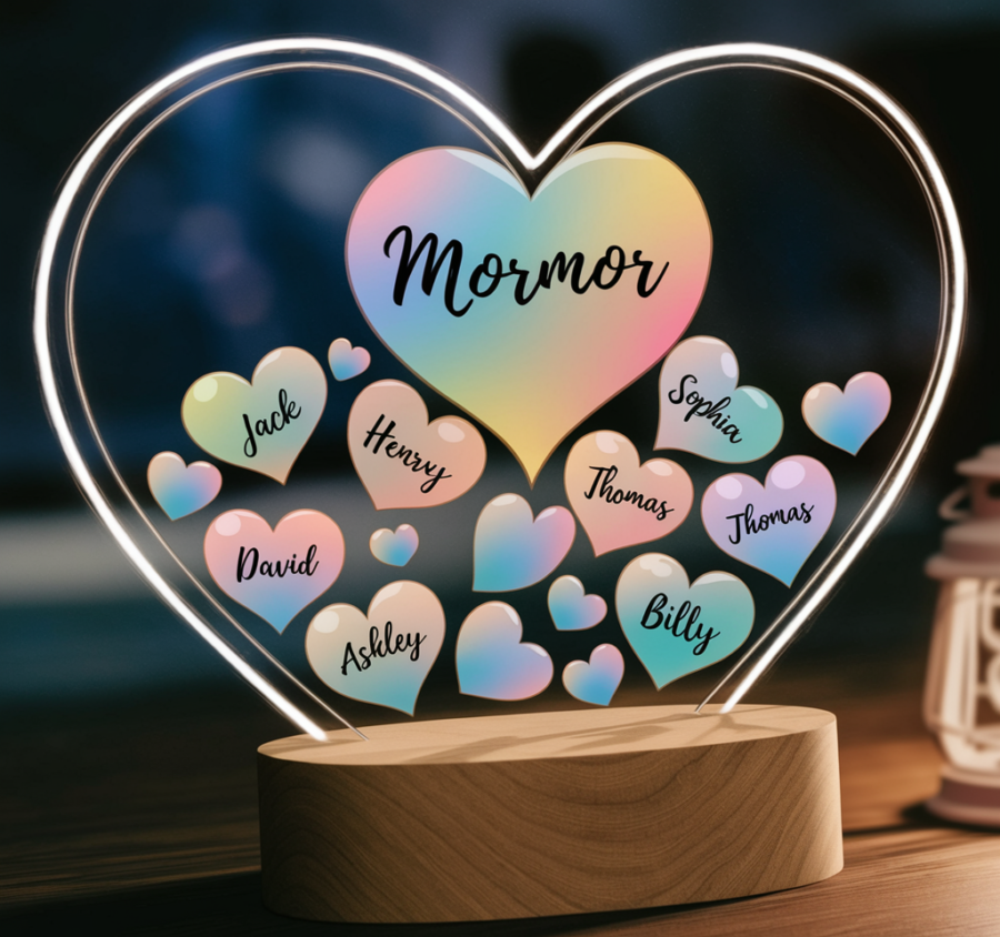 Personalized Heart Lamp - Mama and Grandma - Imagen 6