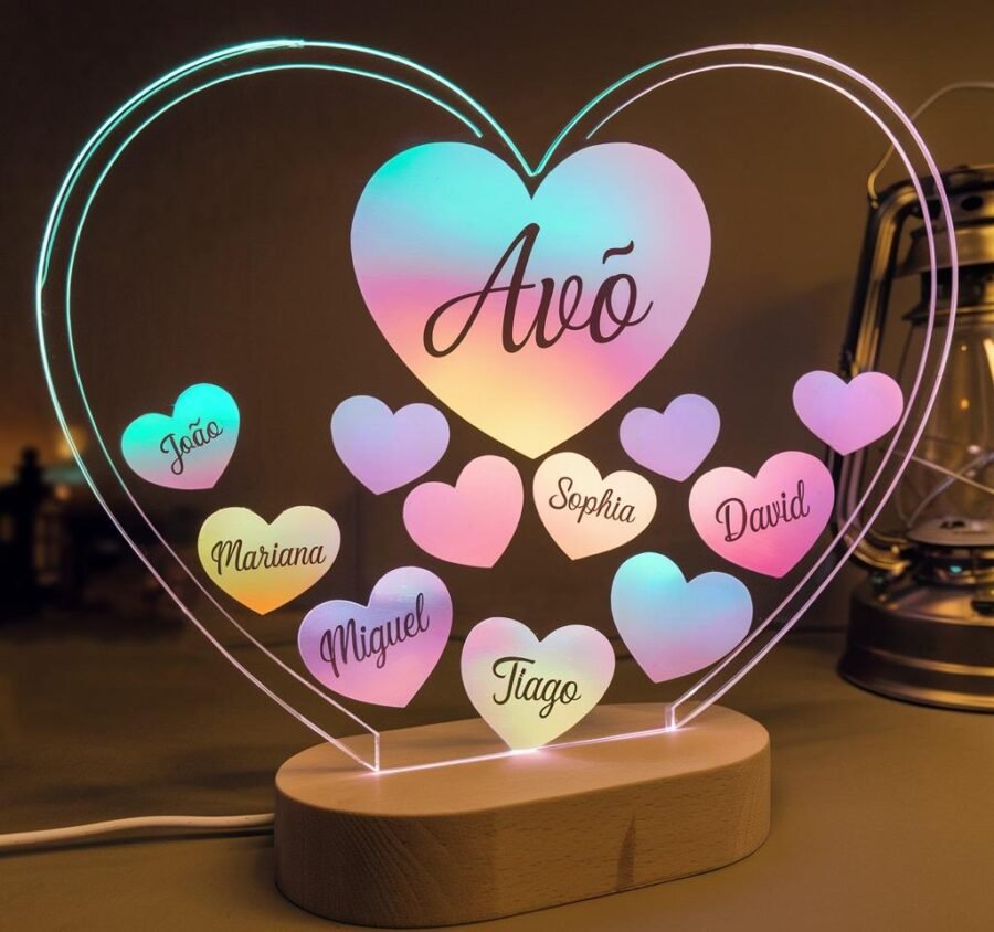 Personalized Heart Lamp - Mama and Grandma - Billede 3